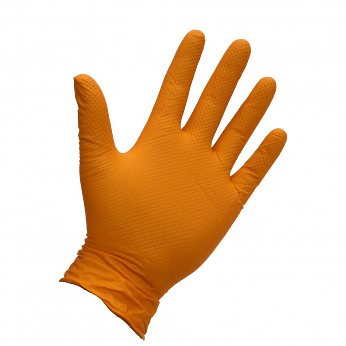 Orange nitrile glove